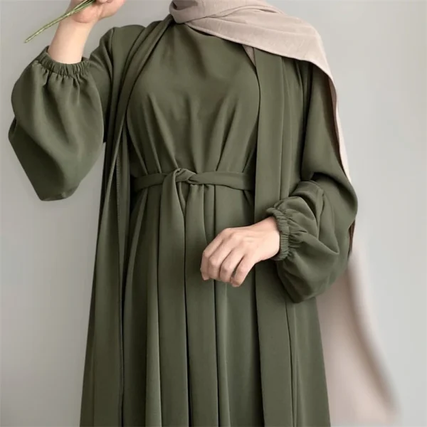Crinkle Abaya Set - Open Design